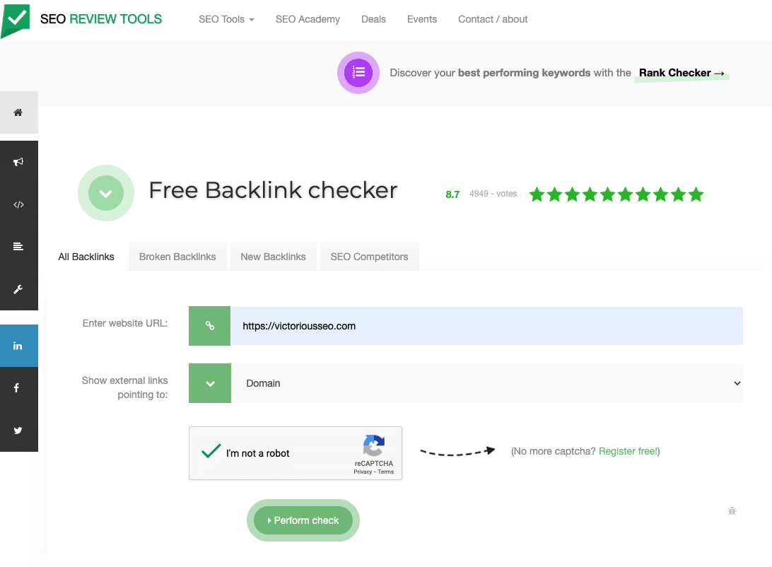check your anchor text portfolio with a free backlink checker