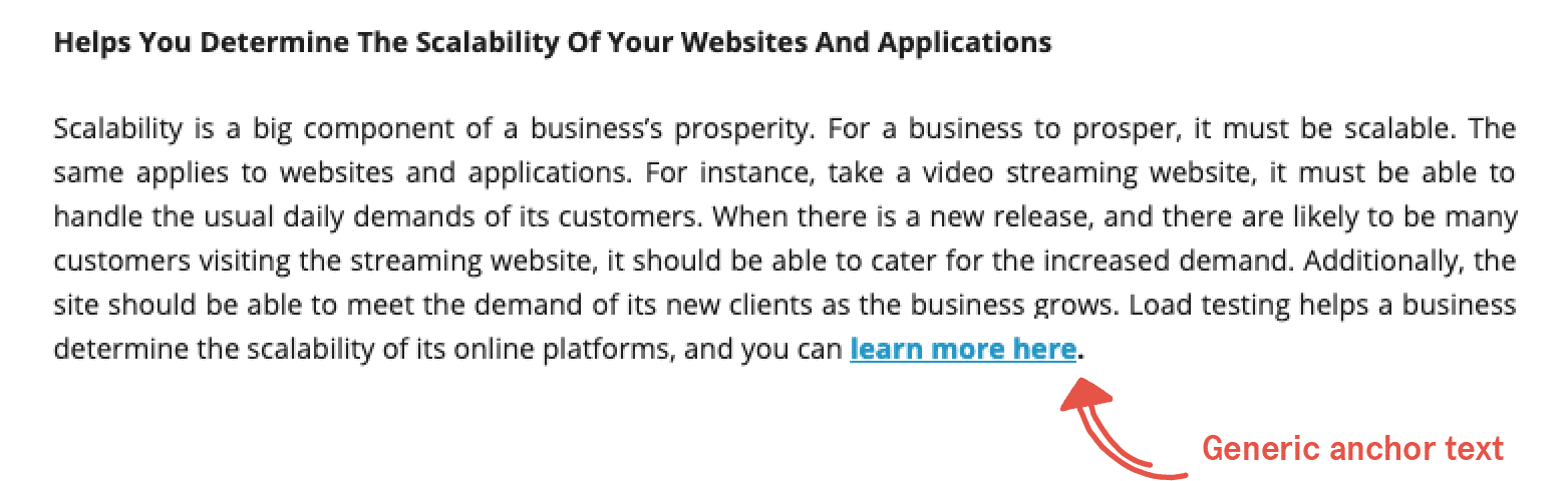 Example of generic anchor text