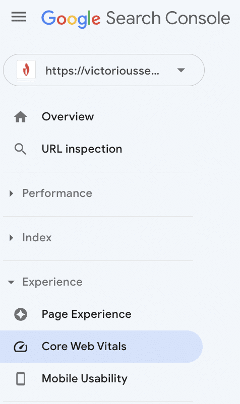 core web vitals in GSC menu