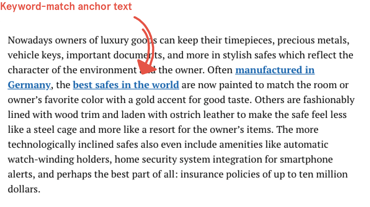 example of keyword match anchor text