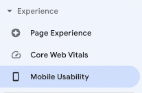 GSC menu mobile usability