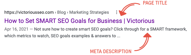 seo content blog template page title and meta description