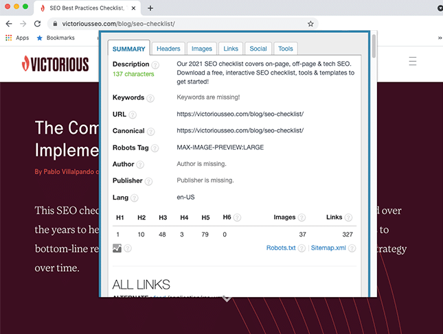 chrome seo extension seo meta in one click