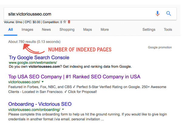 how to find indexed pages with a site search