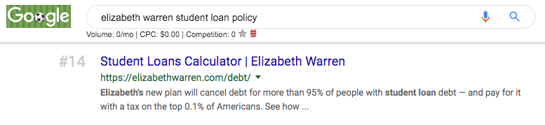 liz warren seo student loan policy