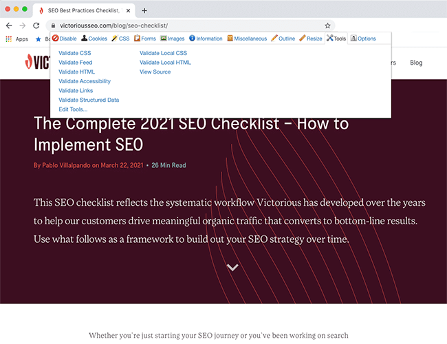seo for chrome web developer