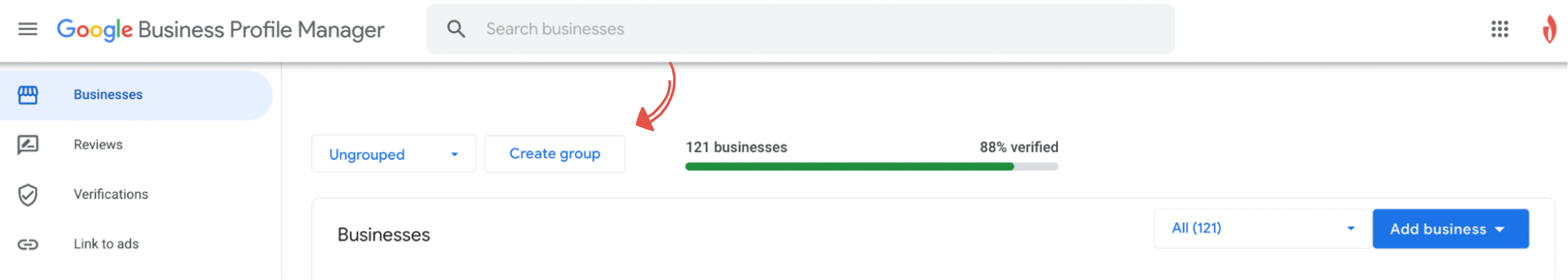 "create group" button
