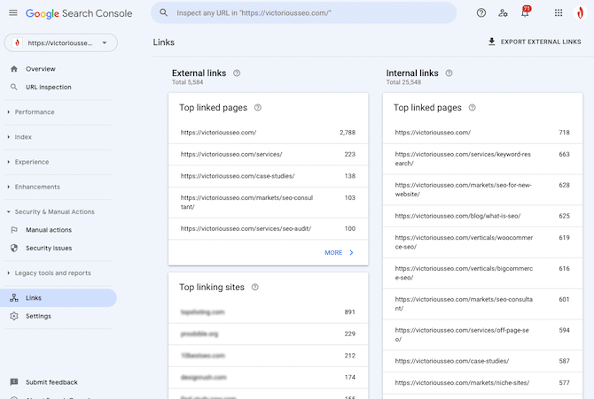 links report in google search console