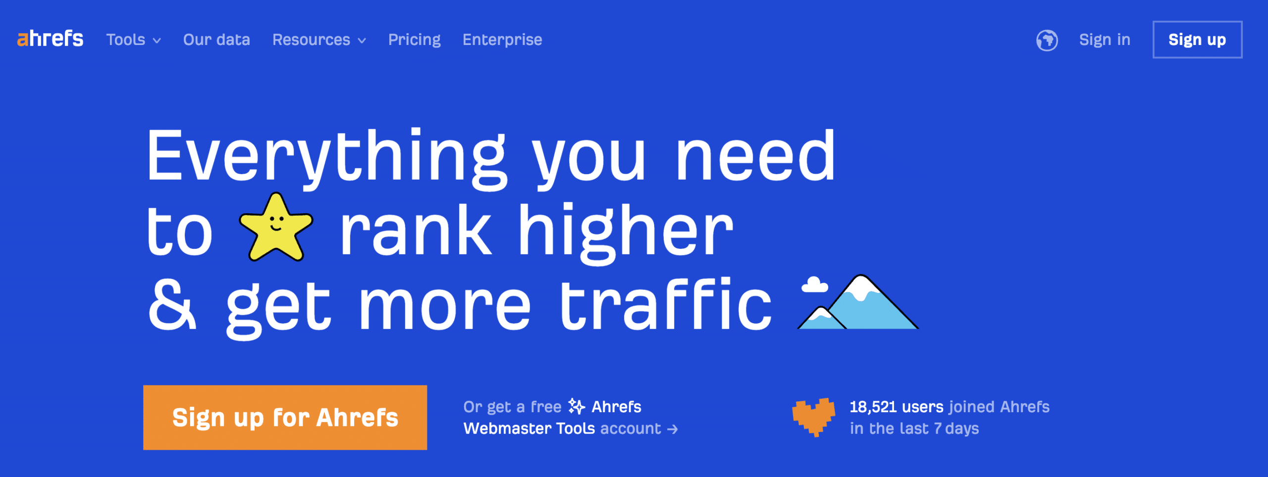 screenshot of ahrefs website