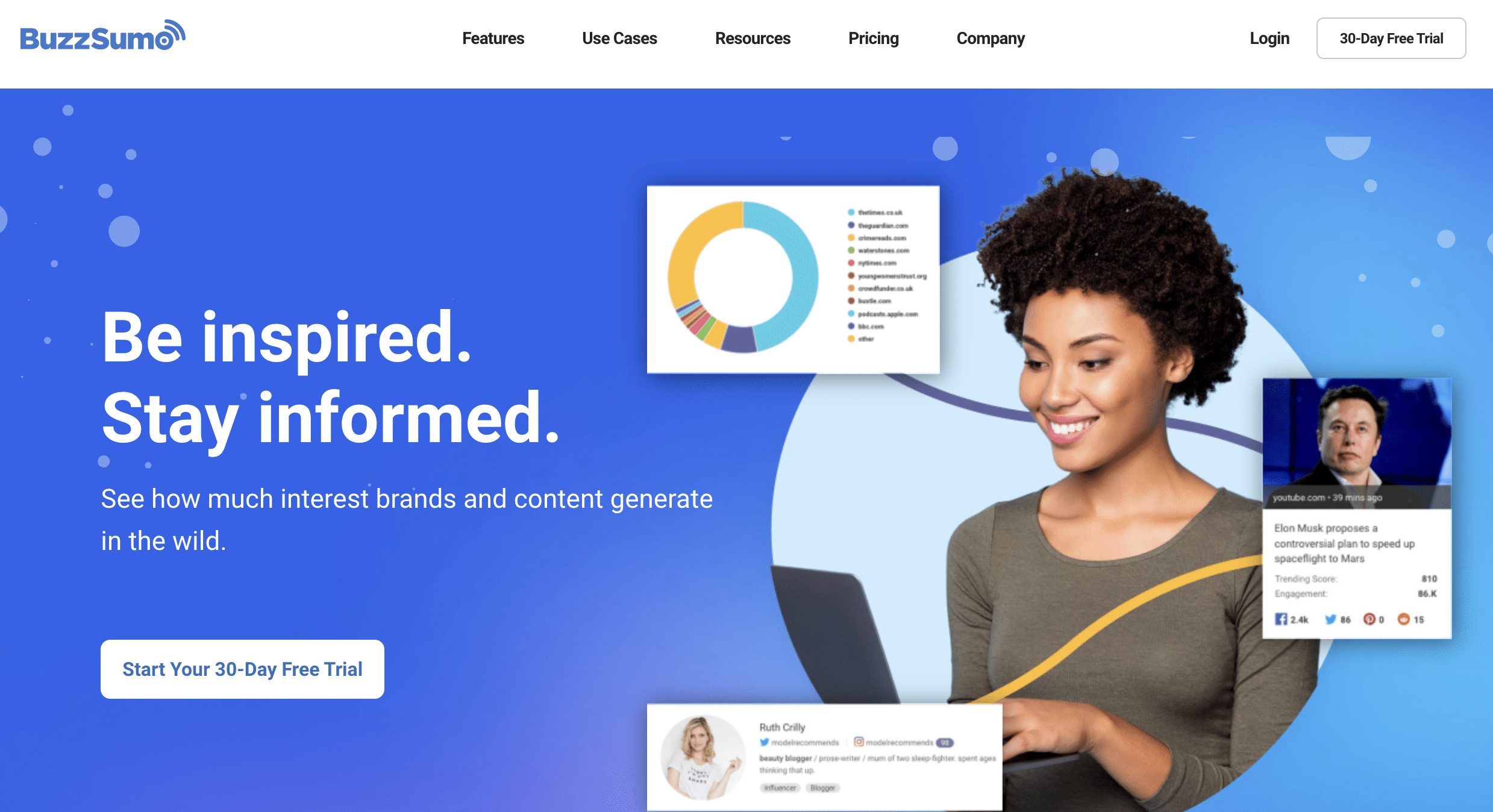 screenshot Buzzsumo website for SEO content tools
