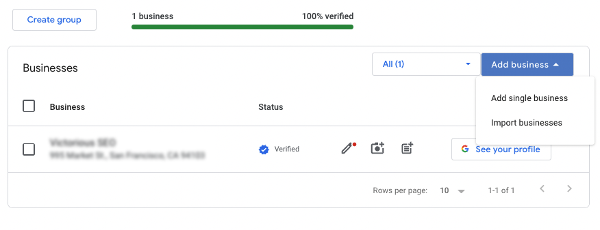 drop down menu in google business account to add google my business multiple locations
