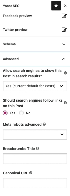 screenshot of canonical URL in Yoast SEO plugin