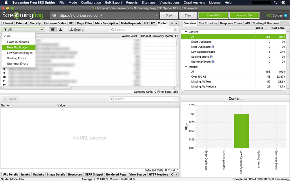 finding duplicate content with screamingfrog