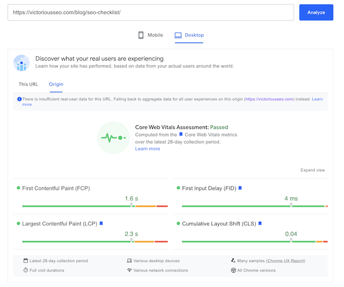 core web vitals example