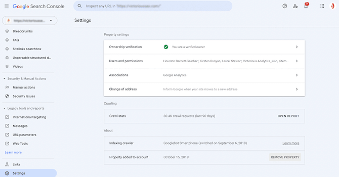 finding crawl stats report in Google Search Console