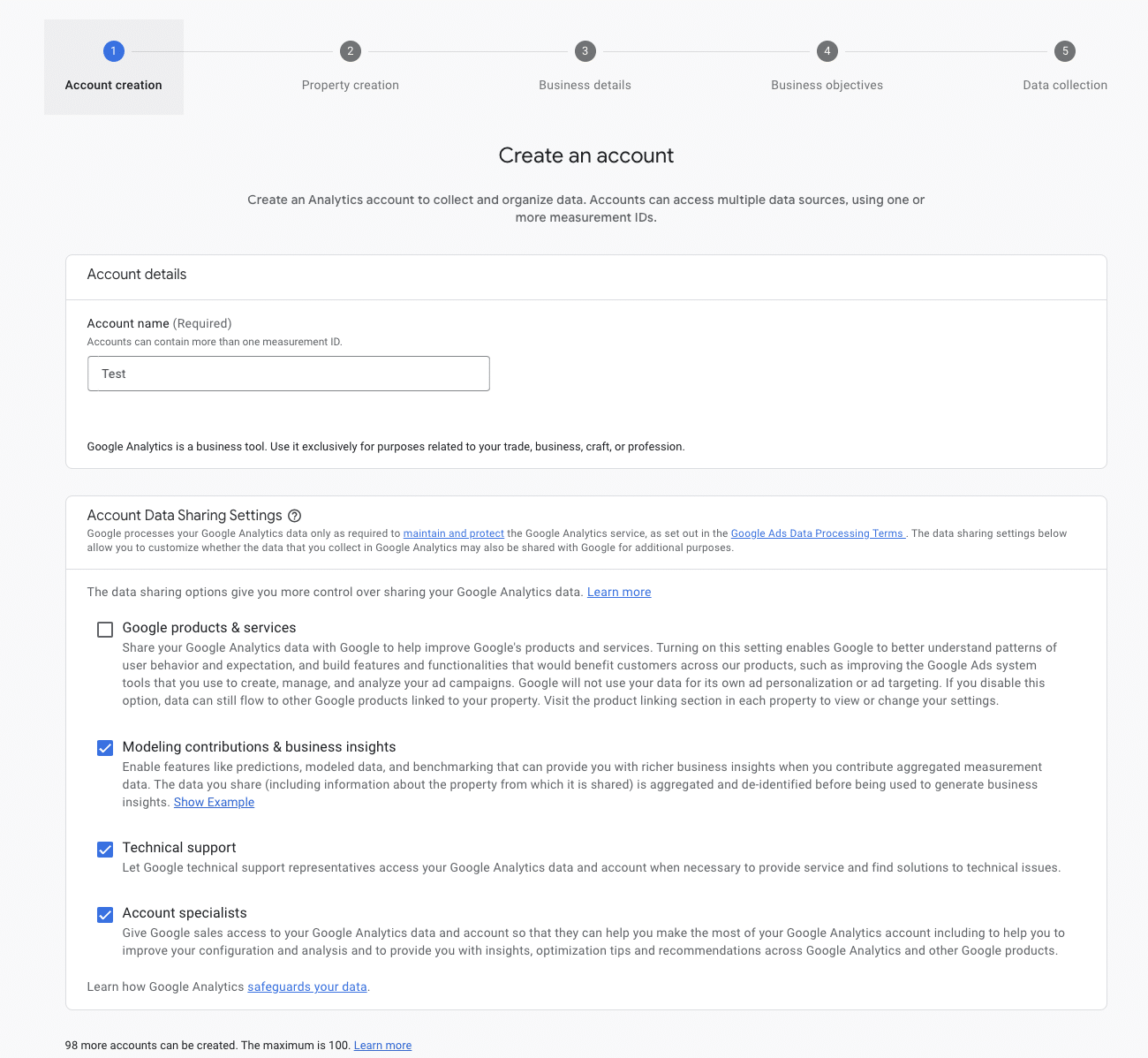 create an account for ga4