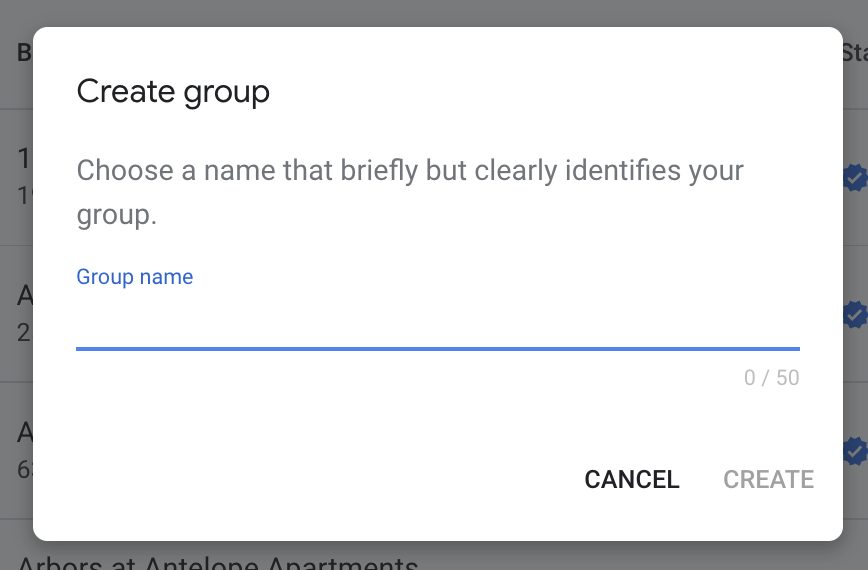 create a group popup