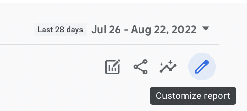 click pencil icon to customize ga4 report