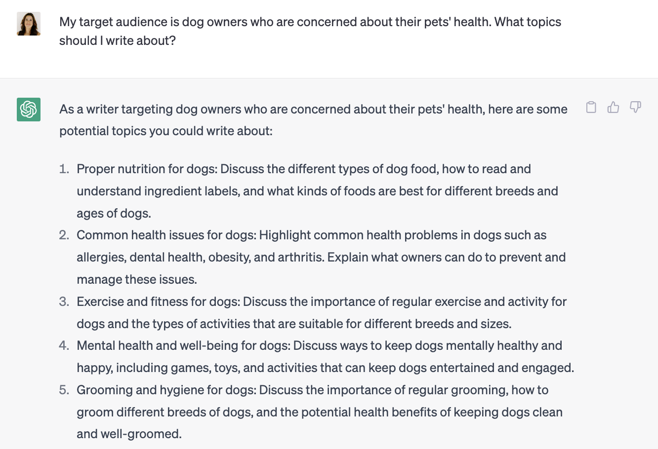 getting topics from ChatGPT writing prompts