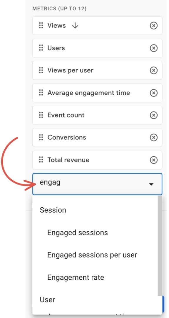 adding a metric to a ga4 report for seo conversion metrics
