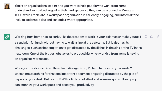 chatgpt writing prompt for expert post