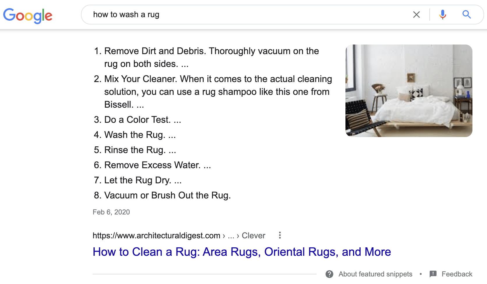 featured snippet screenshot in SERP