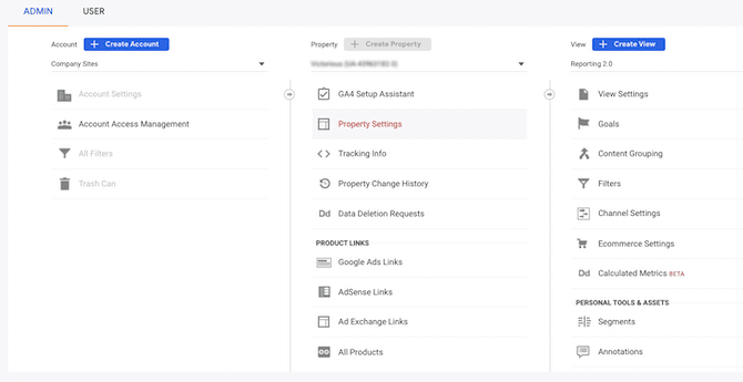 property settings menu screenshot