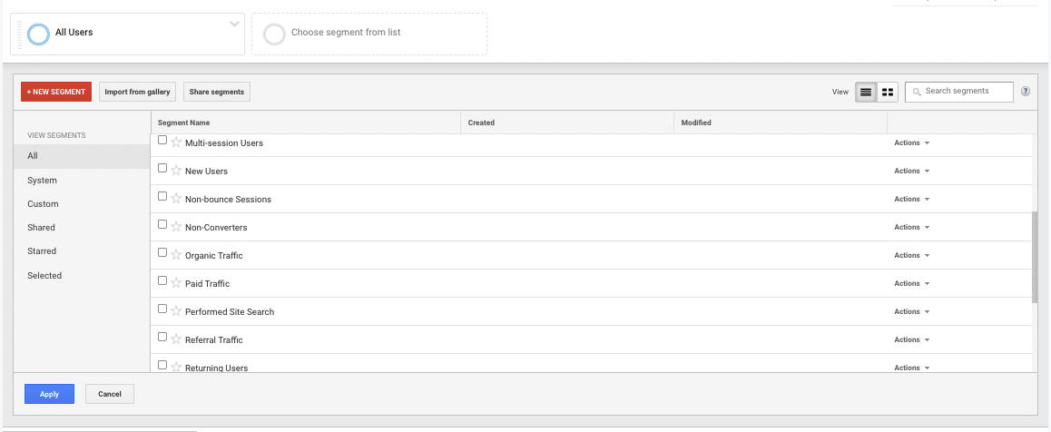 adding a segment in google analytics