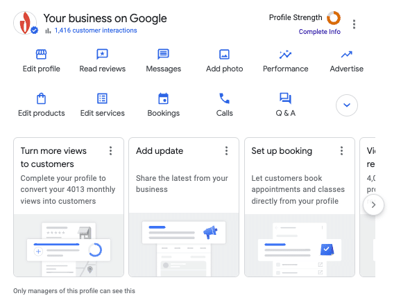google business profile in search