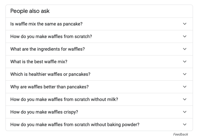 example of how Google's people also ask shows search intent