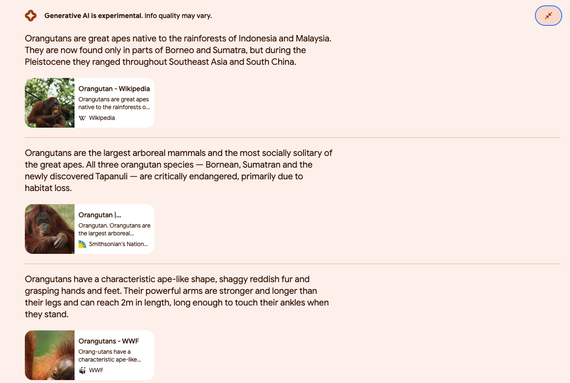 screenshot of google's citations for SGE