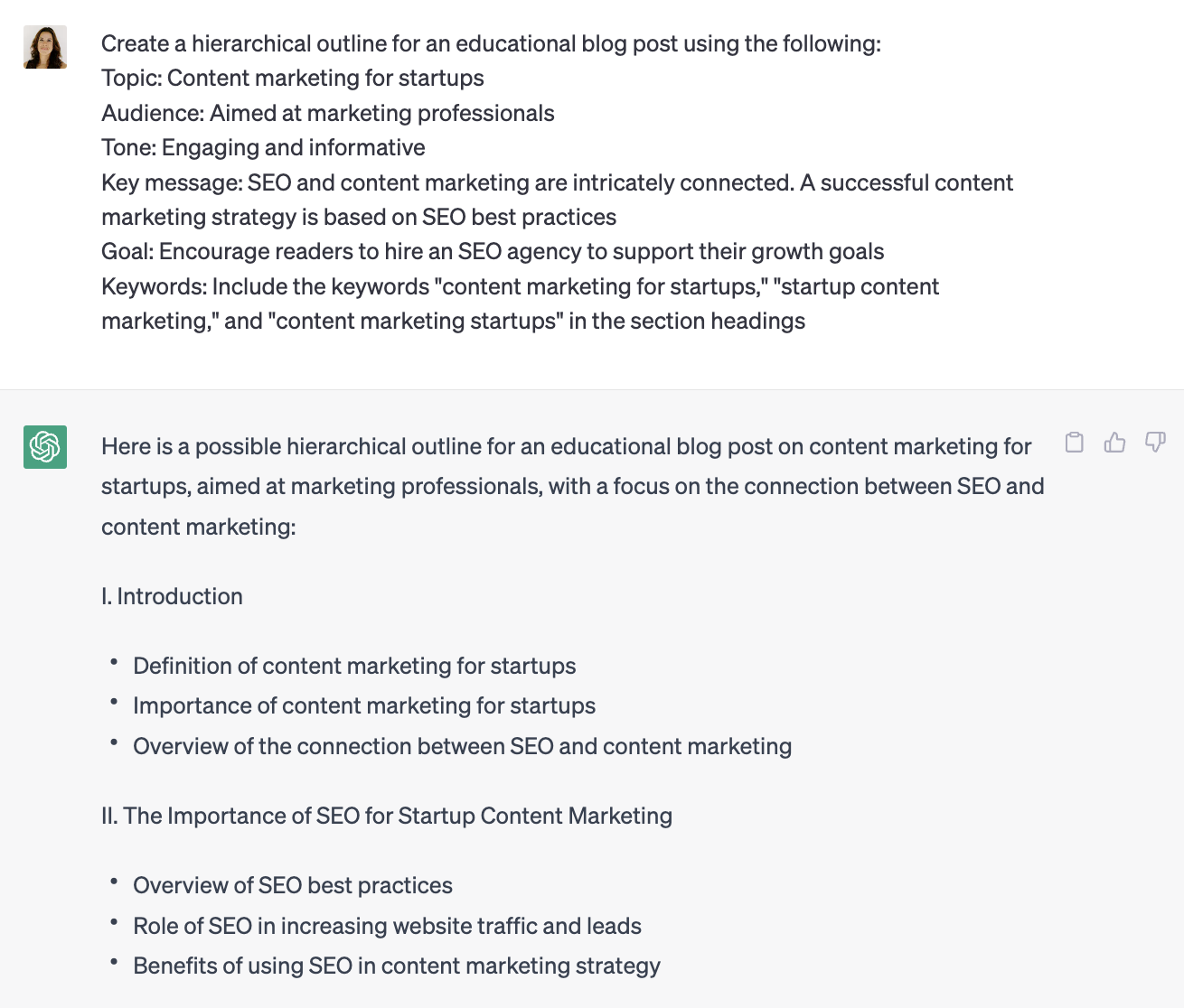 create an outline with chatpt