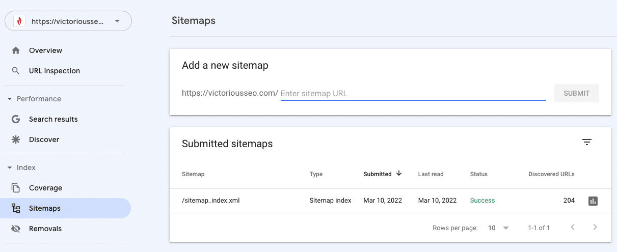 how to add a sitemap in GSC screenshot