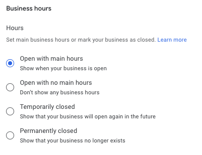 setting store to temporarily closed in google business profile