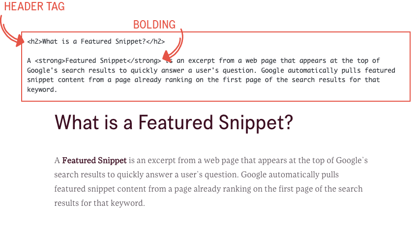 how to code for featured snippets