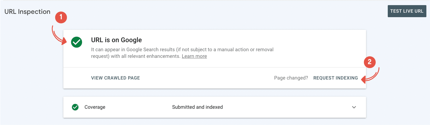 how to request google index a page