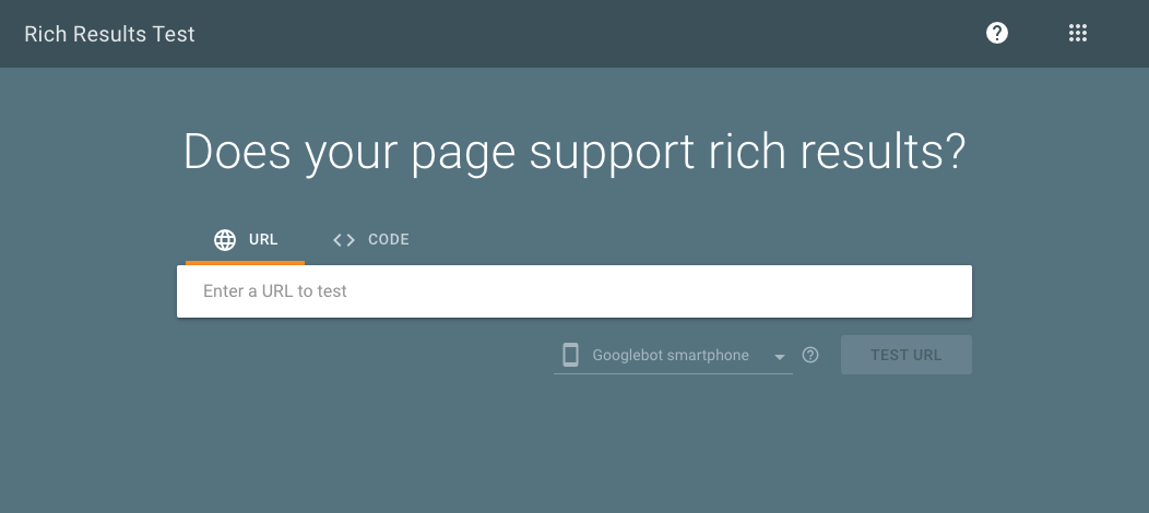 screenshot of rich results test