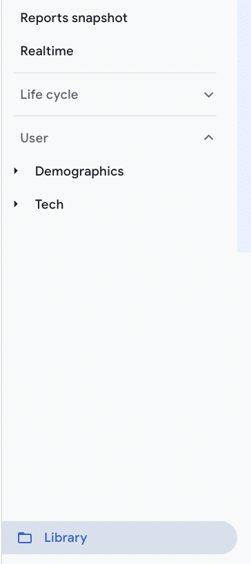 library in ga4 menu