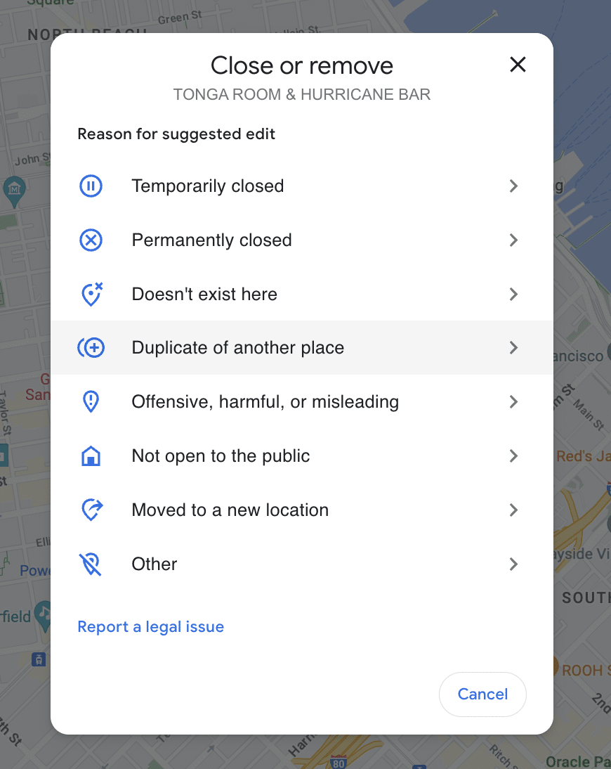 select duplicate of another place
