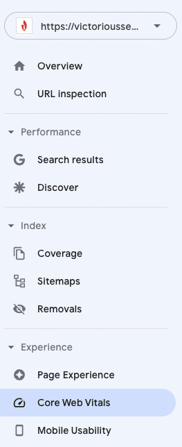 core web vitals in gsc menu