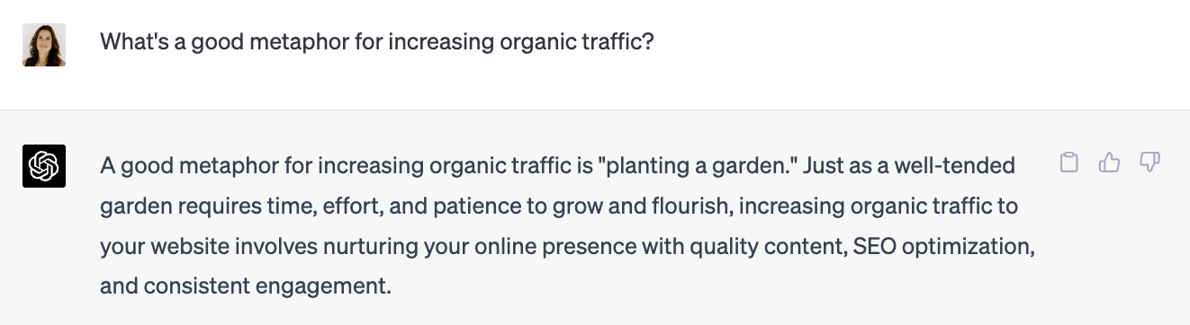 ask chatgpt for metaphors