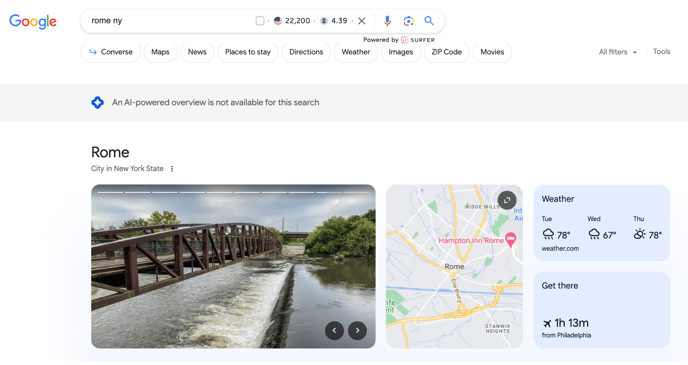 Screenshot of google search that doesn't provide a Google AI result