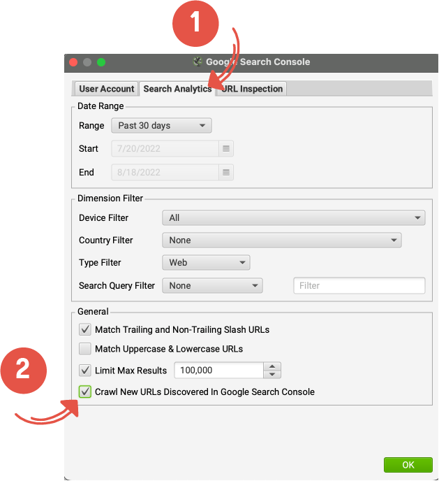 connect GSC in screaming frog to find orphan pages