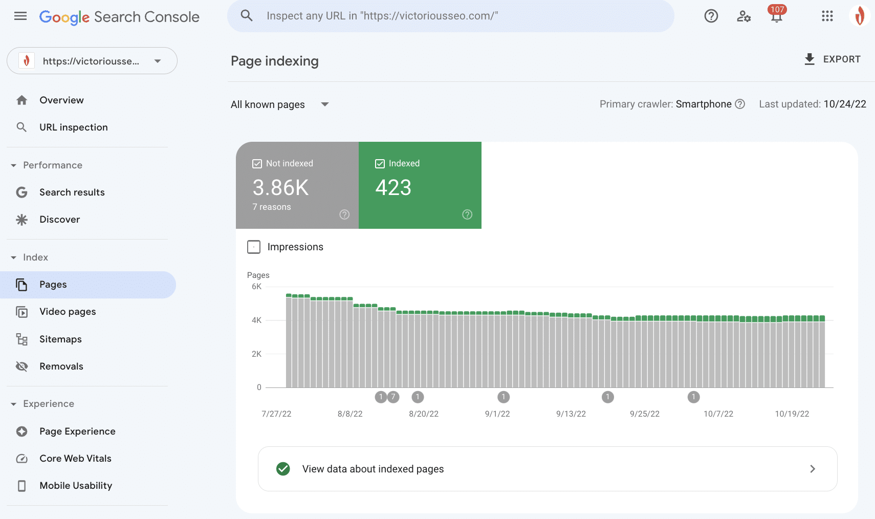 page indexing report in GSC while doing an SEO audit