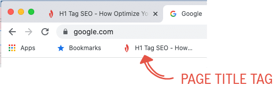 example of a page title tag in a bookmark.