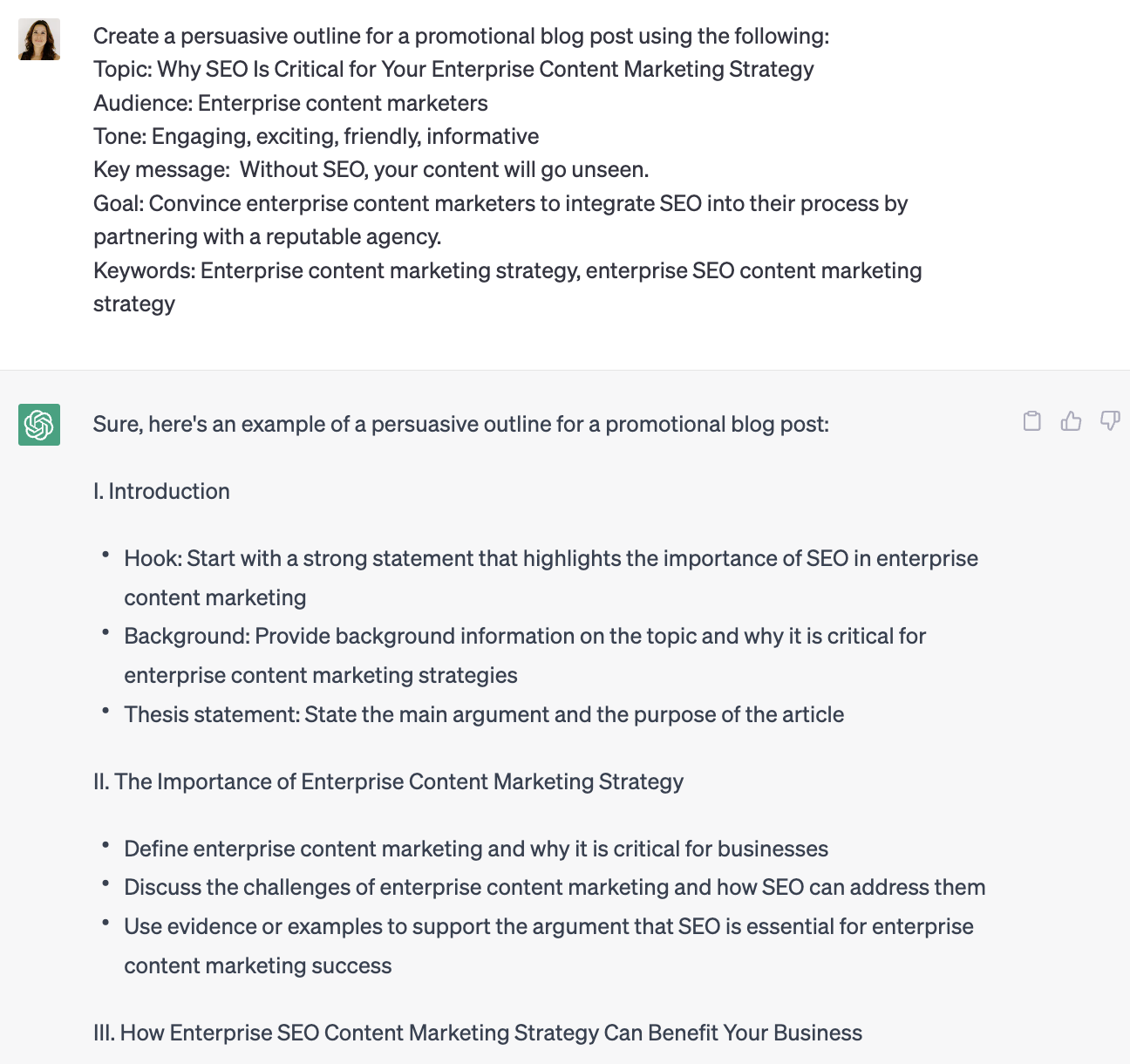 create a persuasive outline in chatgpt