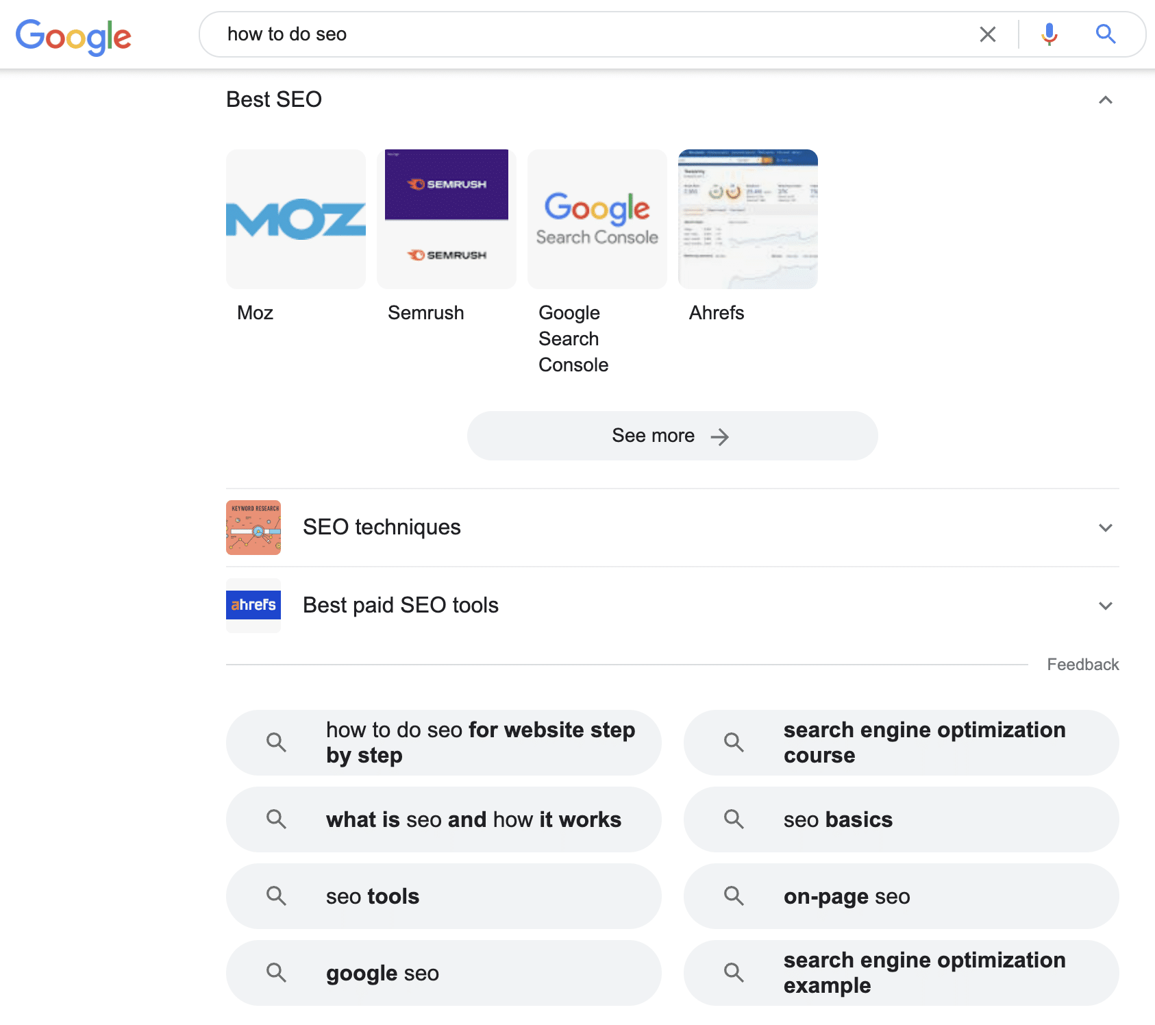 question keywords from related searches in Google SERPs
