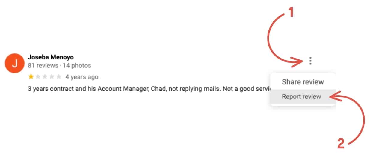 how to report a google review screenshot example