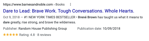 screenshot of a review rich snippet example