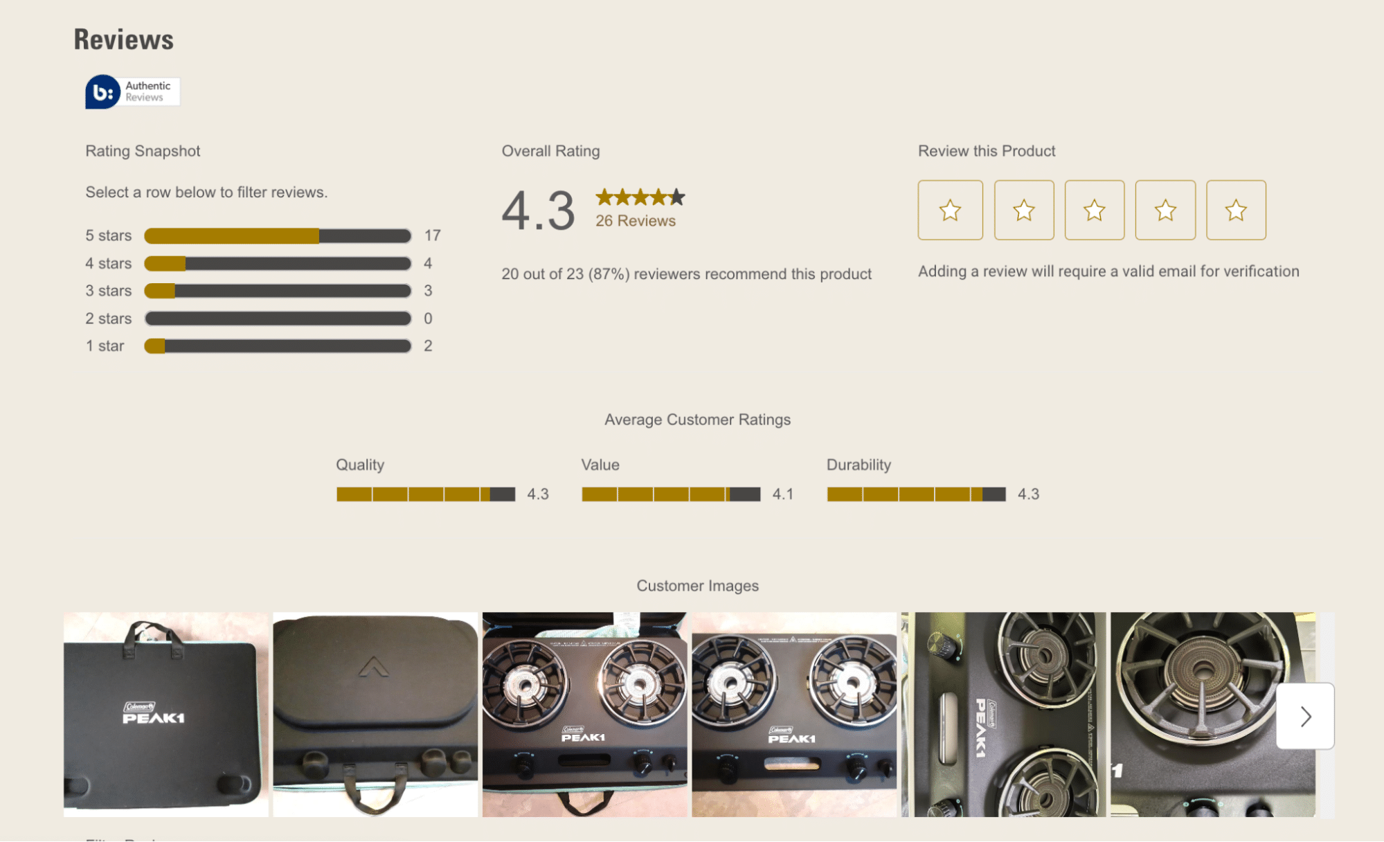 product reviews example for product page seo